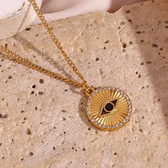 Evil Eye‎ 18K Gold Plated Zircon Pendant Necklace Protection - Picture 11 of 14